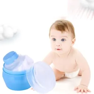  CIMAXIC 2Pcs Baby Plush Puff And After Bath Container Powder Container With Puff Body Powder Case Sponge Baby Makeup Powder - product information 3