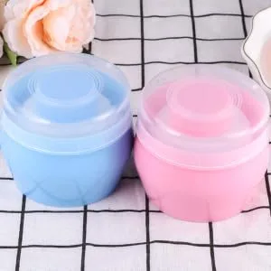  CIMAXIC 2Pcs Baby Plush Puff And After Bath Container Powder Container With Puff Body Powder Case Sponge Baby Makeup Powder - product information 4