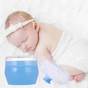  CIMAXIC 2Pcs Baby Plush Puff And After Bath Container Powder Container With Puff Body Powder Case Sponge Baby Makeup Powder - product information 5