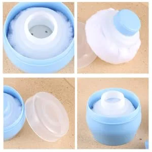  CIMAXIC 2Pcs Baby Plush Puff And After Bath Container Powder Container With Puff Body Powder Case Sponge Baby Makeup Powder - product information 6
