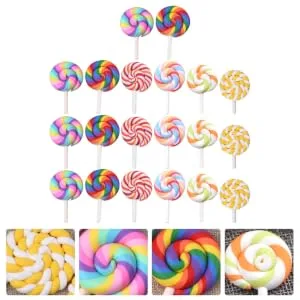  Levemolo Levemolo 20 Pieces Dummy Simulation Lollipop Charms Rainbow Pacifier Photo Prop Craft Lollipop Lovely Charm Polymer Clay Dining Table Party Table - product information 1
