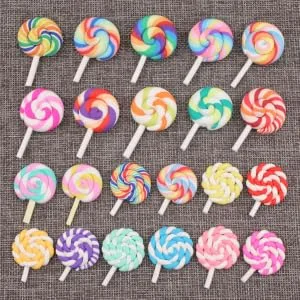  Levemolo Levemolo 20 Pieces Dummy Simulation Lollipop Charms Rainbow Pacifier Photo Prop Craft Lollipop Lovely Charm Polymer Clay Dining Table Party Table - product information 3