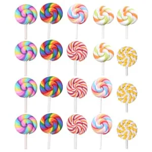  Levemolo Levemolo 20 Pieces Dummy Simulation Lollipop Charms Rainbow Pacifier Photo Prop Craft Lollipop Lovely Charm Polymer Clay Dining Table Party Table - product information 4