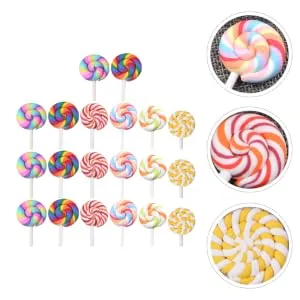  Levemolo Levemolo 20 Pieces Dummy Simulation Lollipop Charms Rainbow Pacifier Photo Prop Craft Lollipop Lovely Charm Polymer Clay Dining Table Party Table - product information 5