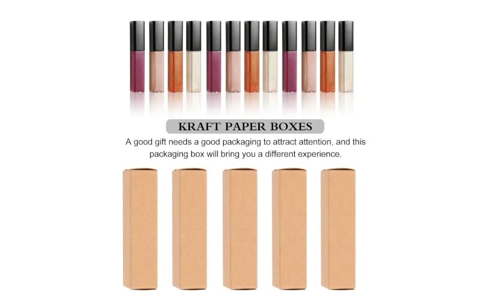  BCOATH 50Pcs Boxes Handmade Paper Box Essential Oil Box Lipstick Boxes Holder Essential Oil Cosmetic Brown Kraft Paper - product information 5