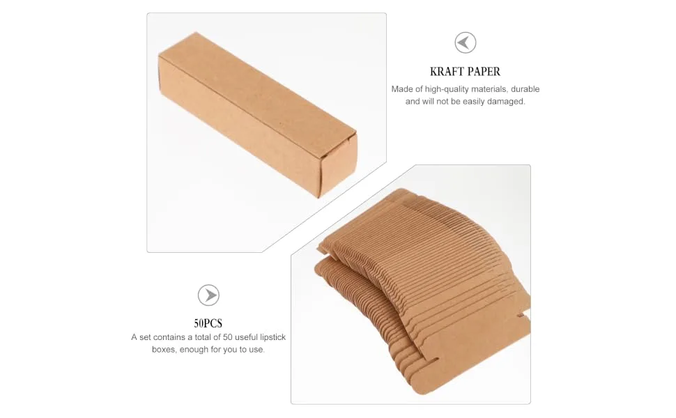 BCOATH 50Pcs Boxes Handmade Paper Box Essential Oil Box Lipstick Boxes Holder Essential Oil Cosmetic Brown Kraft Paper - product information 6