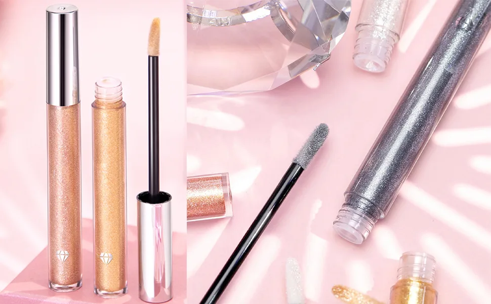  Dyceittdia Liquid Lipstick 2.4g Non-stick Lipstick Glitter Lipstick Long-Lasting Colour Makeup with Diamond Eyeshadow Silver Lipstick Lipsticks - Lipsticks