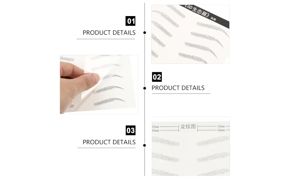  HONMEET 18Pcs Eyebrow Stickers Eyebrow Stencils Makeup Gadgets Eyebrow Stickers Water Transfer Forehead Paper Water Transfer Eyebrow Size 3d - product information 6