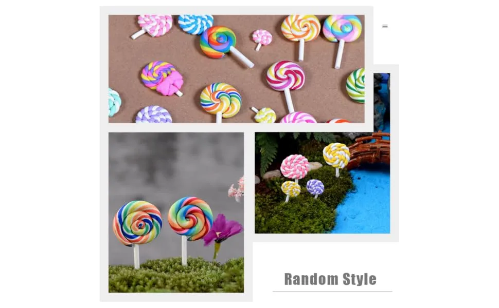 Gogogmee 20 Pcs Realistic Resin Lollipops Birthday Decorations for Boys and Girls Candy Models Random Style - product information 2