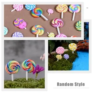 Levemolo 20 Pcs Rainbow Swirl Shape Lollipops Miniature Home Decorations for Fairy Tale Decoration Random Style - product information 1