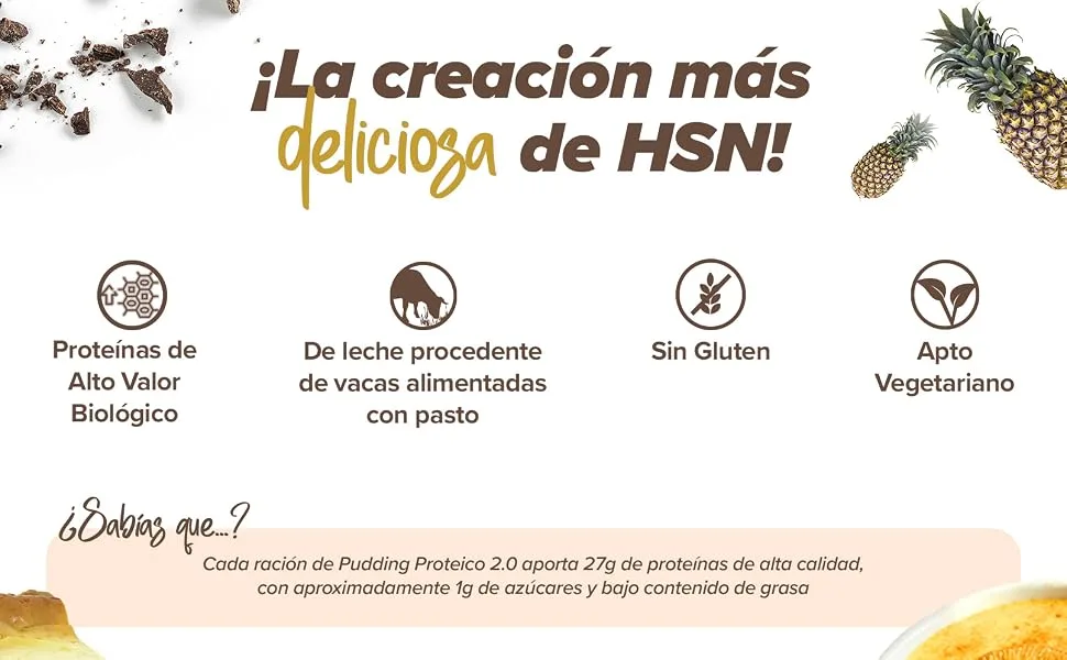  HSN HSN Protein Pudding | Lemon Pie Flavour 1kg 25 Takes per Container | With Whey Protein | Very Easy to Prepare | Low Calorie No Added Sugars | Non-GMO Vegetarian  - Pudding-protéine-2
