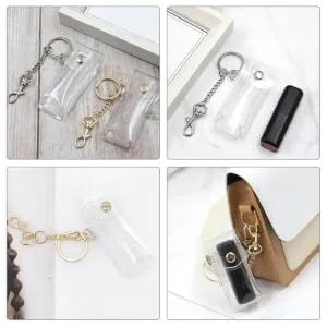 FOYTOKI Lipstick Keychain 2 Lip Gloss Holders PVC Lipstick Case for Easy Access Elegant Look Random Color - product information 3