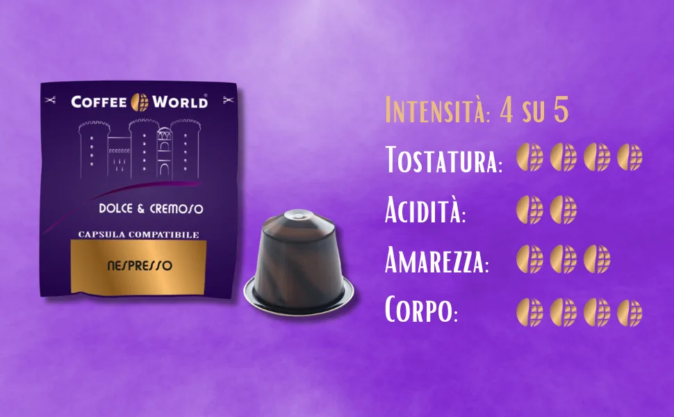  Coffee World Coffee World 75 capsules compatible with Nespresso * coffee machines Dolce & Cremeux 5.5 g - Compatible Nespresso Dolce et Cremoso