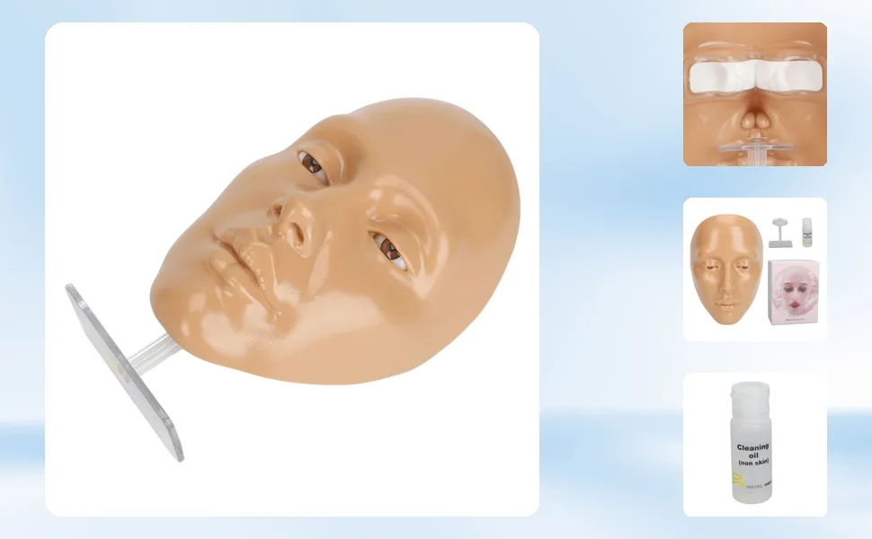  Cryfokt 5D Silicone Reusable Makeup Mannequin Face Board with 20ml Makeup Remover Oil Eyeshadow for Complete Practice - 1416230074414-1