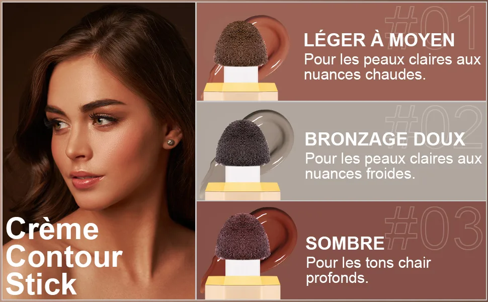  LOPHE Liquid contour stick liquid bronzing stick waterproof with cushion applicator long-lasting contour cream for a natural bronzed look (#01 Light Brown) - product information 3
