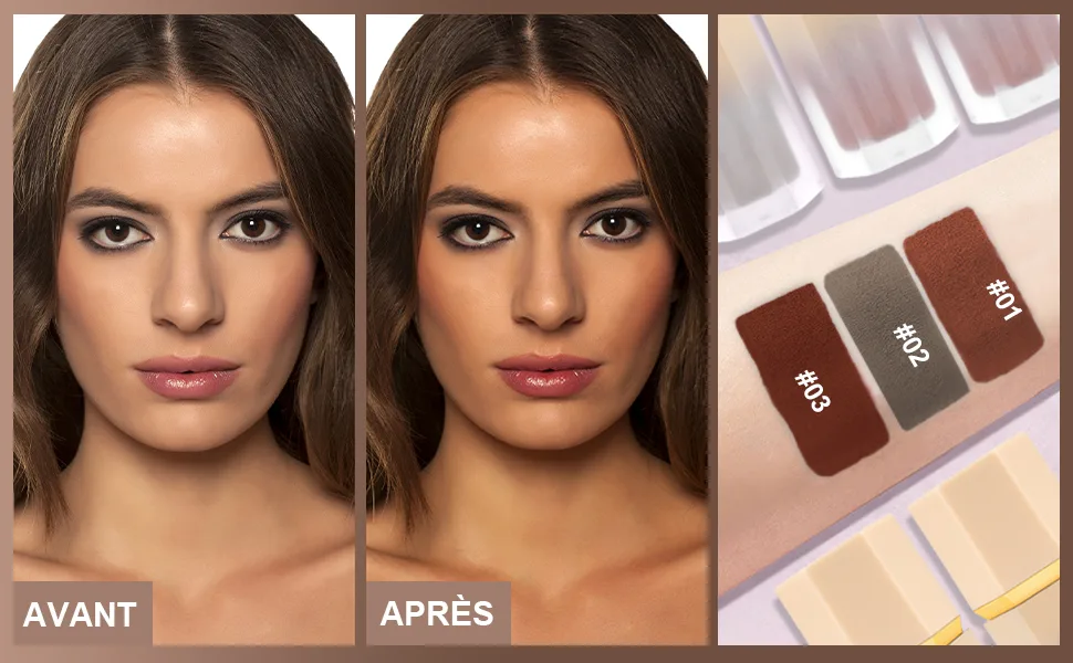  LOPHE Liquid contour stick liquid bronzing stick waterproof with cushion applicator long-lasting contour cream for a natural bronzed look (#01 Light Brown) - product information 4