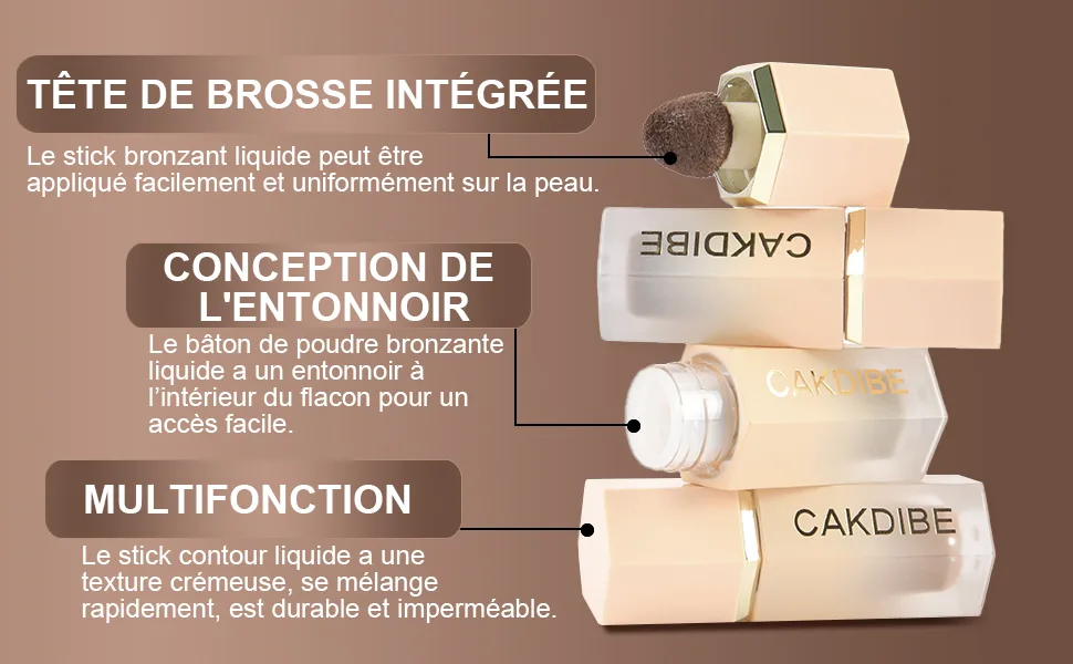  LOPHE Liquid contour stick liquid bronzing stick waterproof with cushion applicator long-lasting contour cream for a natural bronzed look (#01 Light Brown) - product information 5