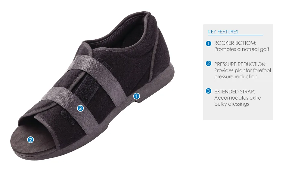 Ossur Soft Top Post-Op Shoe (Male) | Post Surgery  Soft Tissue Procedures and Post Trauma Recovery | Open-Toe  Breathable Top with Extended Straps and Dual Side Closure | Large Size - product information 2