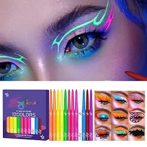  Bexdug Colored eyeliner set colored liquid eyeliner | Quick-drying UV fluorescent liquid liner 12 colors waterproof - Eye makeup kit highly pigmented - Effet néon