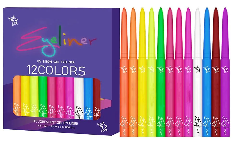  Bexdug Colored eyeliner set colored liquid eyeliner | Quick-drying UV fluorescent liquid liner 12 colors waterproof - Eye makeup kit highly pigmented - Eye-liner coloré, ensemble de eye-liner coloré