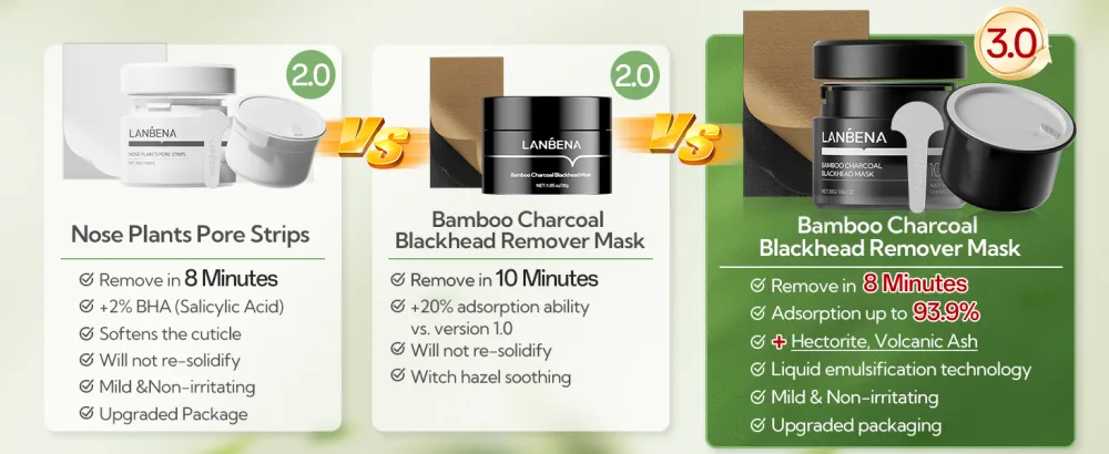  LANBENA LANBENA 60 Pcs Bamboo Charcoal Pore Strips (30g) with Blackhead Puller Black Head Puller Blackhead Remover Kit Blackhead Reshifting Kit Nose Strips for Blackhead - product information 4