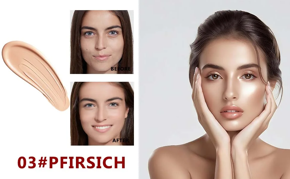  LOPHE LOPHE Cushion Foundation Moisturizing CC Cream Lightweight Skin Cushion Long-Lasting Concealer Even Skin Tone #03 - aplus content image