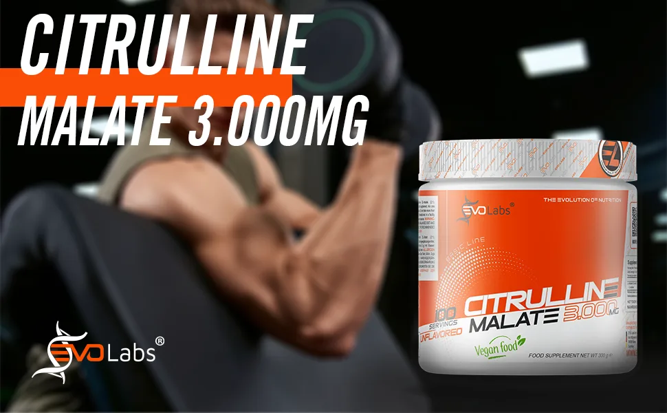  EVOLabs Citrulline Malate 300g Highly dosed pump booster for maximum performance | Vegan & perfectly soluble | Citrulline powder for optimal muscle supply - Citrulline Malate