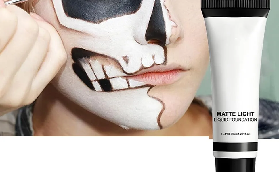  Imtrub White Makeup | Matte Foundation | 37ml Long-Lasting Matte Fluid for Clown Cosplay Party Adults - Maquillage Blanc
