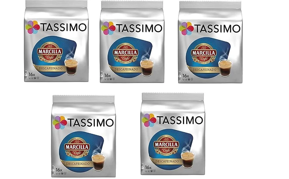  Tassimo Tassimo Marcilla Decaffeinated Coffee Capsules | 80 Capsules Compatible with Tassimo Coffee Makers - 5-Pack - Amazon Exclusive - product information 1
