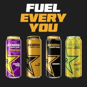  Rockstar Rockstar Guava Caffeinated Energy Drink 12 x 500ml cans 6 litres total - New Fey