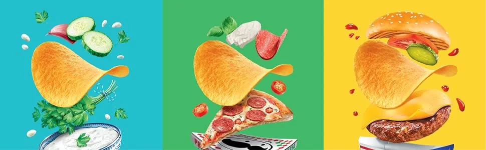  Pringles Pringles Cheeseburger Chips | Passport Limited Edition | Single Pack (1 x 185g) - Pringles, chips, copeaux empilables, chips de pommes de terre, jetons américains, chips tranchants