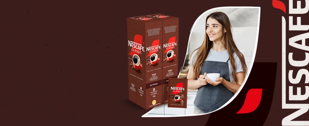  NESTLE PROFESSIONAL Nescaf Natural Instant Coffee - 2 boxes x 50 sachets of 2g - Total: 200g - Nescafé Classic Natural