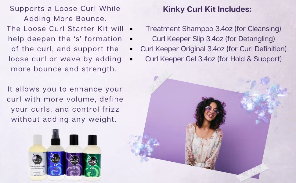 Curl Keeper Loose Curl Starter Kit Includes 4 x 3.4 oz bottles - loose curl kit