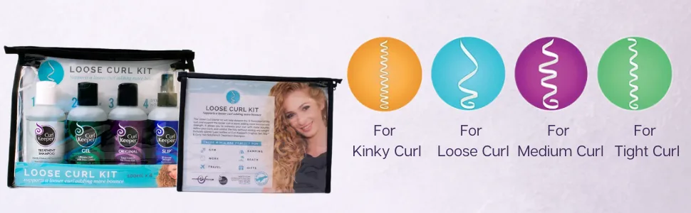 Curl Keeper Loose Curl Starter Kit Includes 4 x 3.4 oz bottles - loose curl kit