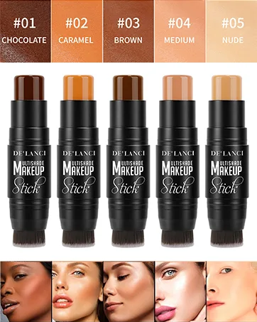  DE'LANCI 3-in-1 cream blush pencil for cheeks lips and eyeshadow waterproof smooth moisturizing cream formula blush pink - bâton contour