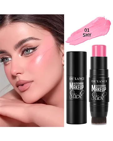  DE'LANCI 3-in-1 cream blush pencil for cheeks lips and eyeshadow waterproof smooth moisturizing cream formula blush pink - Blush Stick