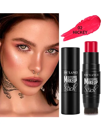  DE'LANCI 3-in-1 cream blush pencil for cheeks lips and eyeshadow waterproof smooth moisturizing cream formula blush pink - Blush Stick