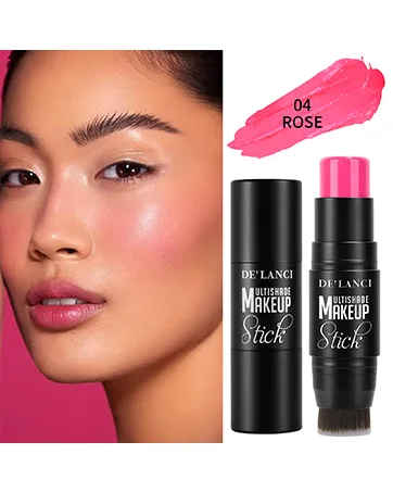  DE'LANCI 3-in-1 cream blush pencil for cheeks lips and eyeshadow waterproof smooth moisturizing cream formula blush pink - Blush Stick