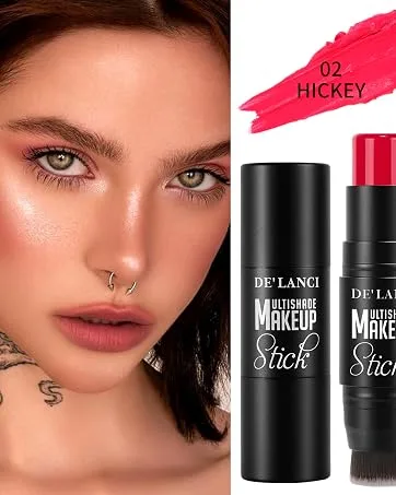  DE'LANCI 3-in-1 cream blush pencil for cheeks lips and eyeshadow waterproof smooth moisturizing cream formula blush pink - Blush Stick