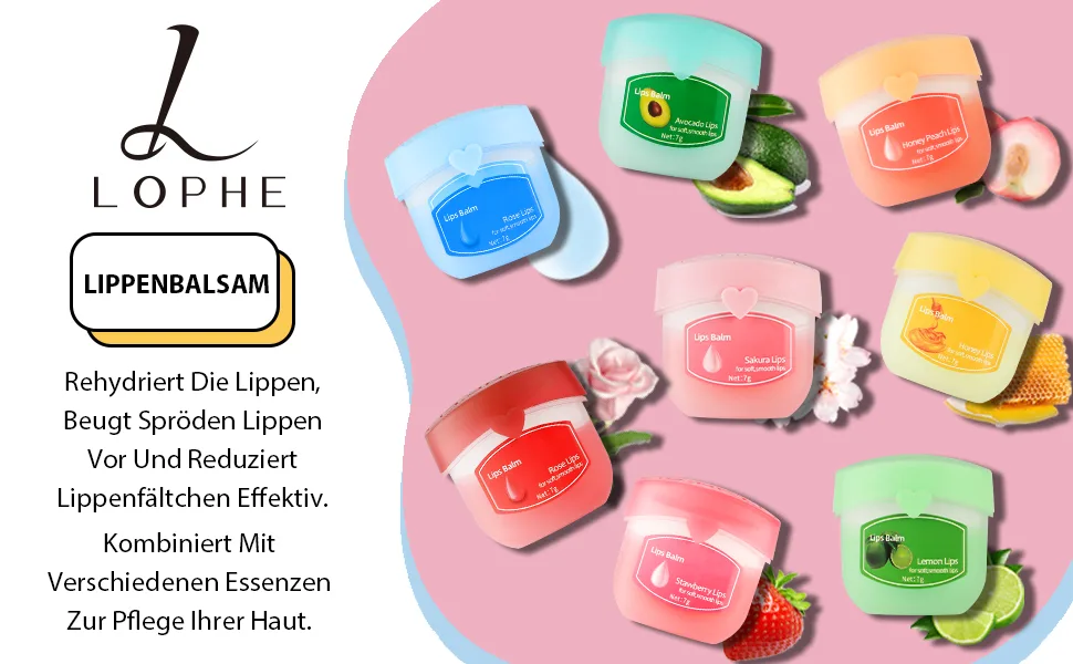  LOPHE LOPHE Lip Balm 8 Pieces Moisturizing Lightening Wrinkles Dryness Lips - aplus content image