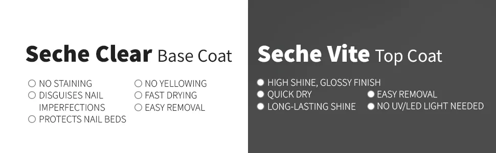 Seche Clear and Seche Vite  Base Coat and Top Coat for Nail Polish - Seche Clear and Seche Vite Bundle, Base Coat and Top Coat pack
