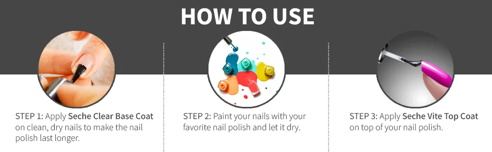 Seche Clear and Seche Vite  Base Coat and Top Coat for Nail Polish - Seche Clear and Seche Vite Bundle, Base Coat and Top Coat pack