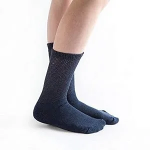 Doc Ortho Loose Fit Cotton Diabetic Socks for Men and Women  3 Pairs  Crew White X-Large - navy crew