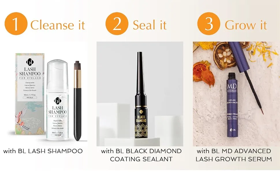 BL Black Diamond Lash Coating Sealant | Protective topcoat lash coating & conditioner for eyelash extensions 7ml - lash growth serum lash extension coating sealant