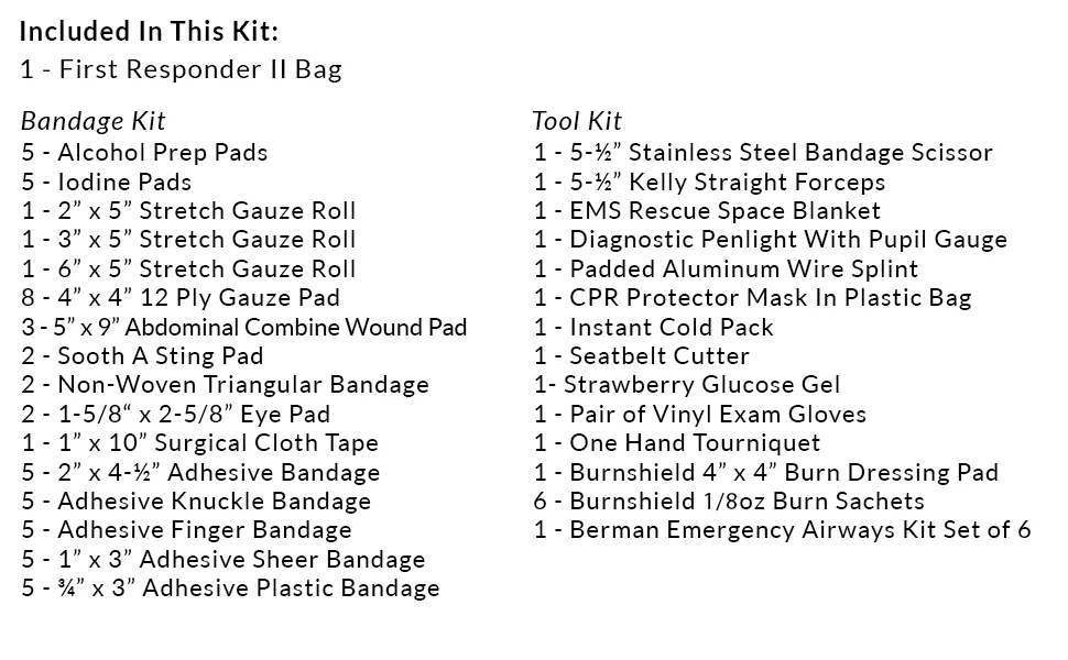 Dixie EMS First Responder Fully Stocked Trauma First Aid Kit   Orange - kit content