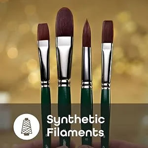 Silver Brush Limited 2507S2 Ruby Satin Script Liner Brush for Fluid and Flow Acrylics  Size 2  Short Handle Size - 2 - A close-up of Ruby Satin paintbrushes with an icon of a spool of thread.