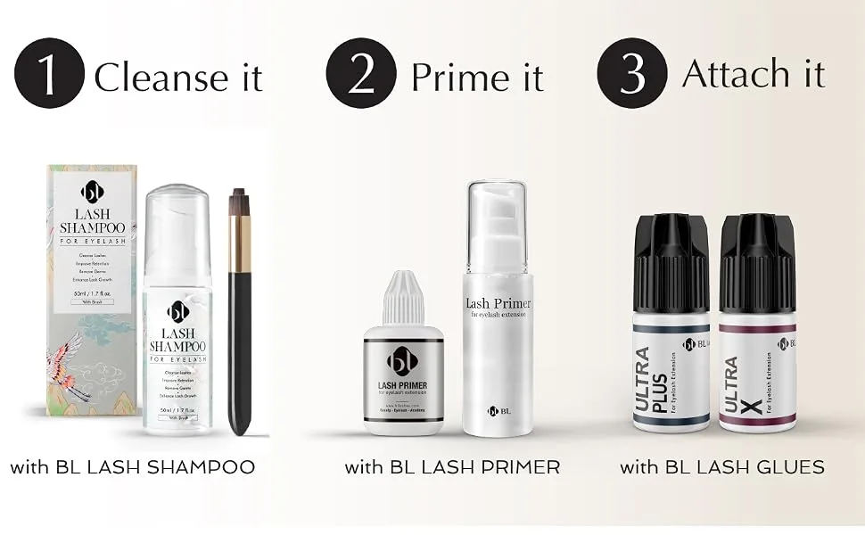 Ultra Plus BL Lashes Extra Strong Eyelash Extension Glue 10ml | Fast Drying| Great Retention | Long Lasting Professional s Choice for Eyelash Extension Supplies 10g - lash extensions primer, cleanser and glue