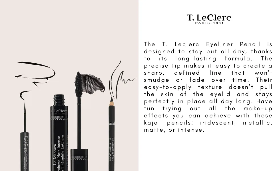 T. Leclerc Eyeliner Pencil - Long Lasting Precision Sharp Tip Eye Pencil for Water Line & Lash Line Use as Highlighter  Concelear  Under Eye Smudge Proof Smokey Eye Makeup Easy to Color (Violine) - Lasting