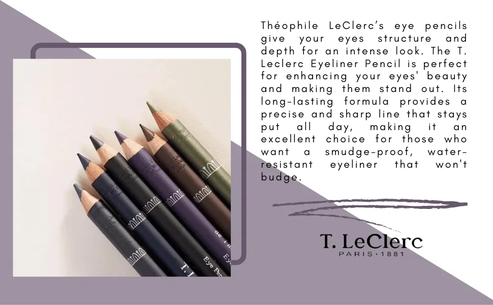 T. Leclerc Eyeliner Pencil - Long Lasting Precision Sharp Tip Eye Pencil for Water Line & Lash Line Use as Highlighter  Concelear  Under Eye Smudge Proof Smokey Eye Makeup Easy to Color (Violine) - Smokey