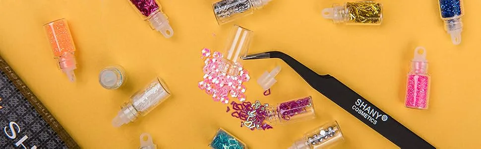 SHANY 3D Nail Art Decoration Mini Bottles - 48 Glass Bottles With Free Nail Art Tweezer - product information 1